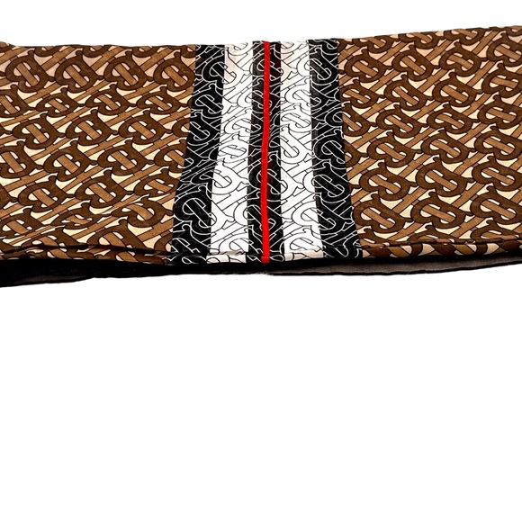 NEW Burberry TB Monogram Bridle Brown Silk Scarf - Picture 6 of 6